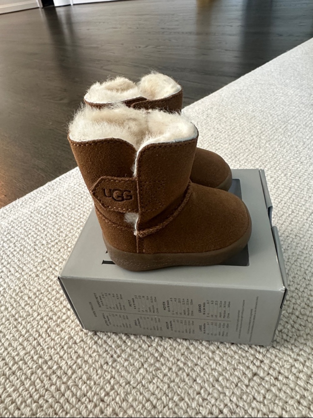 UGG Kids Chestnut Suede Shearling Booties 0-6 months